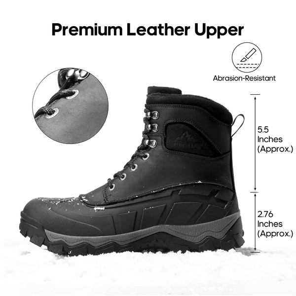 Men's Insulated Water-Resistant Snow  Boots - BLACK - 7